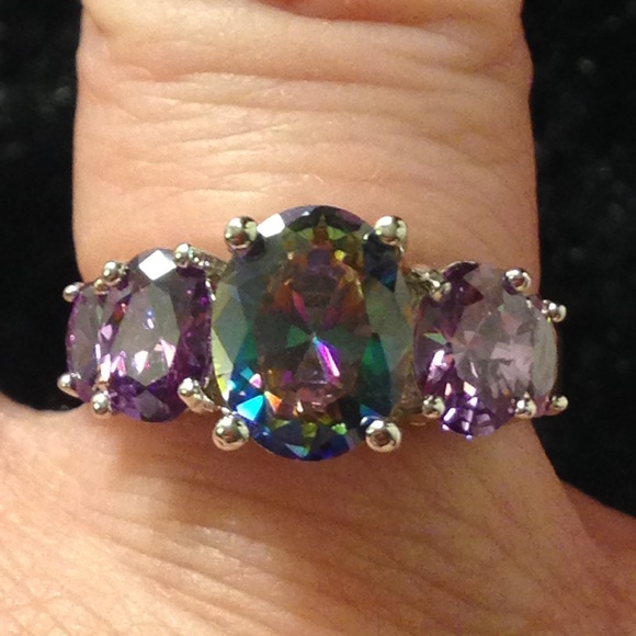 NWT! ππ₯ Mystic Topaz + Amethyst .925 five stone - Picture 3 of 8